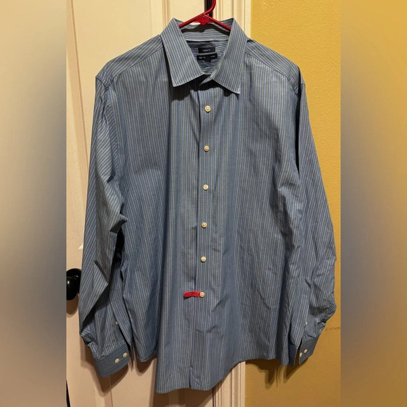Gap Class Fit Men’s Button Down Dress Shirt Blue Green White Stripes Sz XL - Picture 1 of 6